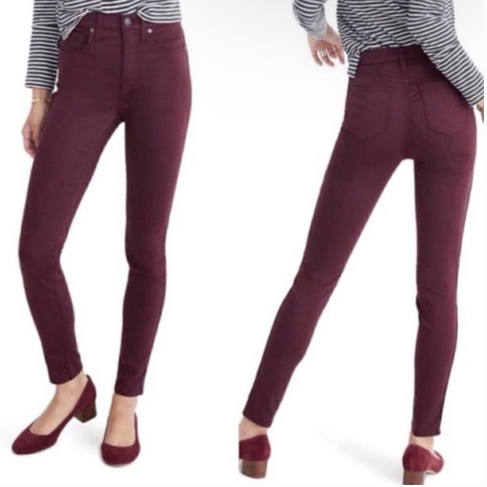 MADEWELL burgundy 9” high riser skinny skinny jeans sz 25